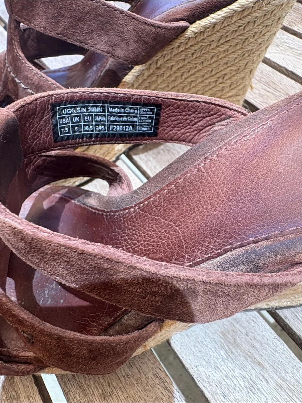 UGG Brown Suede Espadrille Wedge Sandals size 7.5